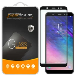 [2-Pack] Supershieldz For Samsung Galaxy A6+ (2018)/A6 Plus (2018) [Full Screen Coverage] Tempered Glass Screen Protector, Anti-Scratch, Bubble Free (Black)