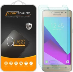 [3-Pack] Supershieldz For Samsung Galaxy J2 Prime Tempered Glass Screen Protector, Anti-Scratch, Anti-Fingerprint, Bubble Free