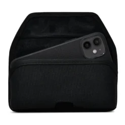 IPhone 13 Mini/ 12 Mini Turtleback Black Nylon Holster W/Heavy Duty Horizontal Metal Belt Clip