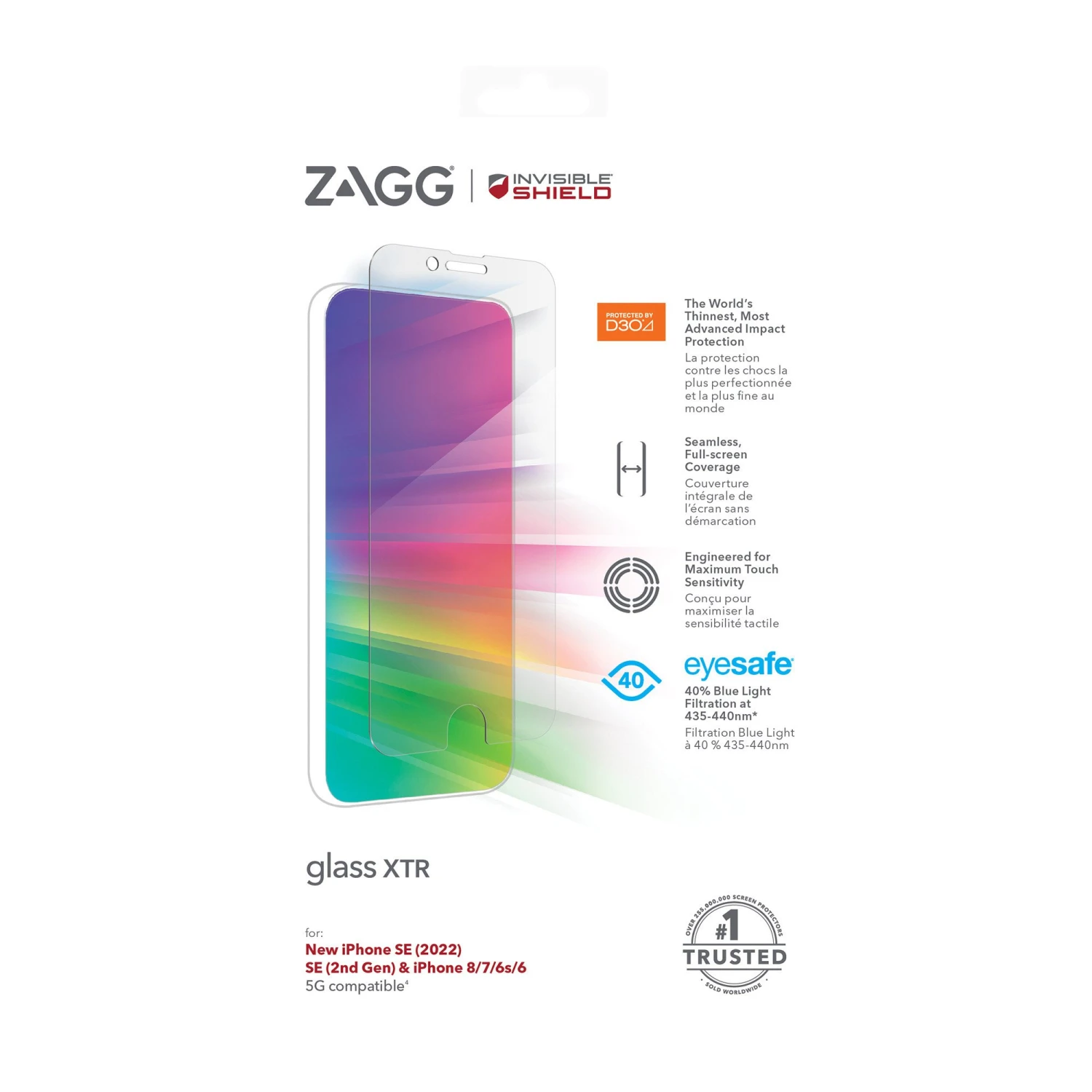 IPhone SE (2022/2020)/8 ZAGG InvisibleShield Glass Elite+ XTR W/D3O Screen Protector 2 IPhone SE (2022/2020)/8 ZAGG InvisibleShield Glass Elite+ XTR W/D3O Screen Protector - Image 2