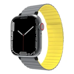Apple Watch 38/40/41mm JCPal Silicone Magnetic Watch Band - Grey/Yellow