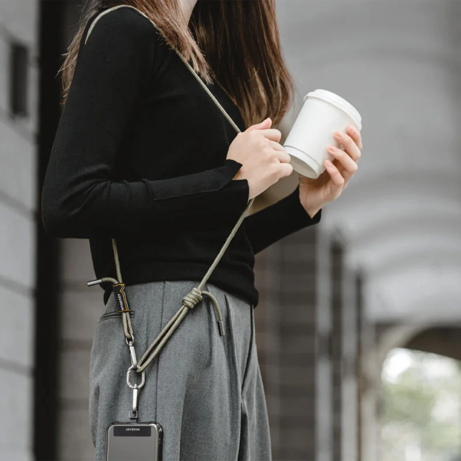 Universal MAGEASY 6mm Adjustable Strap Phone Lanyard - Army Green 5 Universal MAGEASY 6mm Adjustable Strap Phone Lanyard - Army Green - Image 5