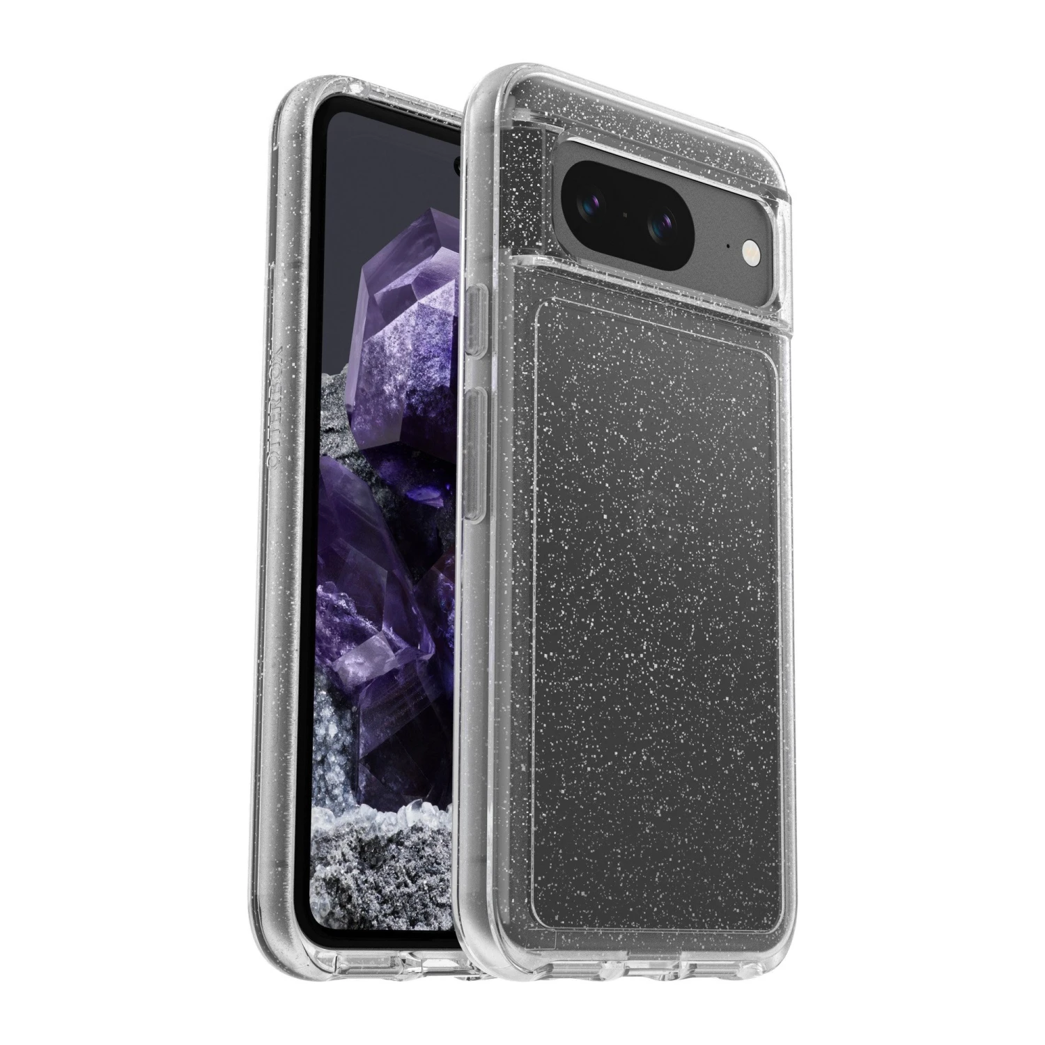 Google Pixel 8 Otterbox Symmetry Series Case - Clear/Silver Flake (Stardust) 2 Google Pixel 8 Otterbox Symmetry Series Case - Clear/Silver Flake (Stardust) - Image 2
