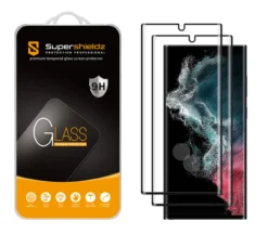 (2 Pack) Supershieldz Designed For Samsung (Galaxy S22 Ultra 5G) Tempered Glass Screen Protector, (Full Cover) (3D Curved Glass) Anti Scratch, Bubble Free (Black)