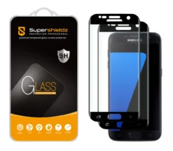 [2-Pack] Supershieldz For Samsung Galaxy S7 Full Screen Coverage Tempered Glass Screen Protector, Anti-Scratch, Bubble Free(Black Frame)