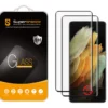 (2 Pack) Supershieldz Designed For Samsung Galaxy S21 Ultra 5G Tempered Glass Screen Protector, (Not Compatible With Fingerprint Scanner) (Full Screen Coverage) Anti Scratch, Bubble Free (Black)
